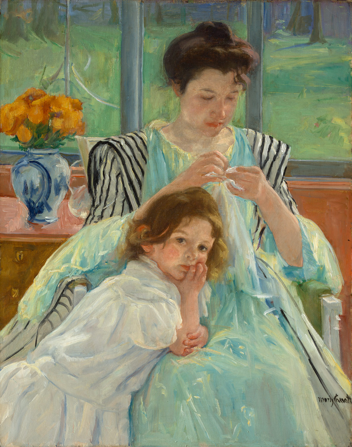 Young Mother Sewing by Mary Cassatt