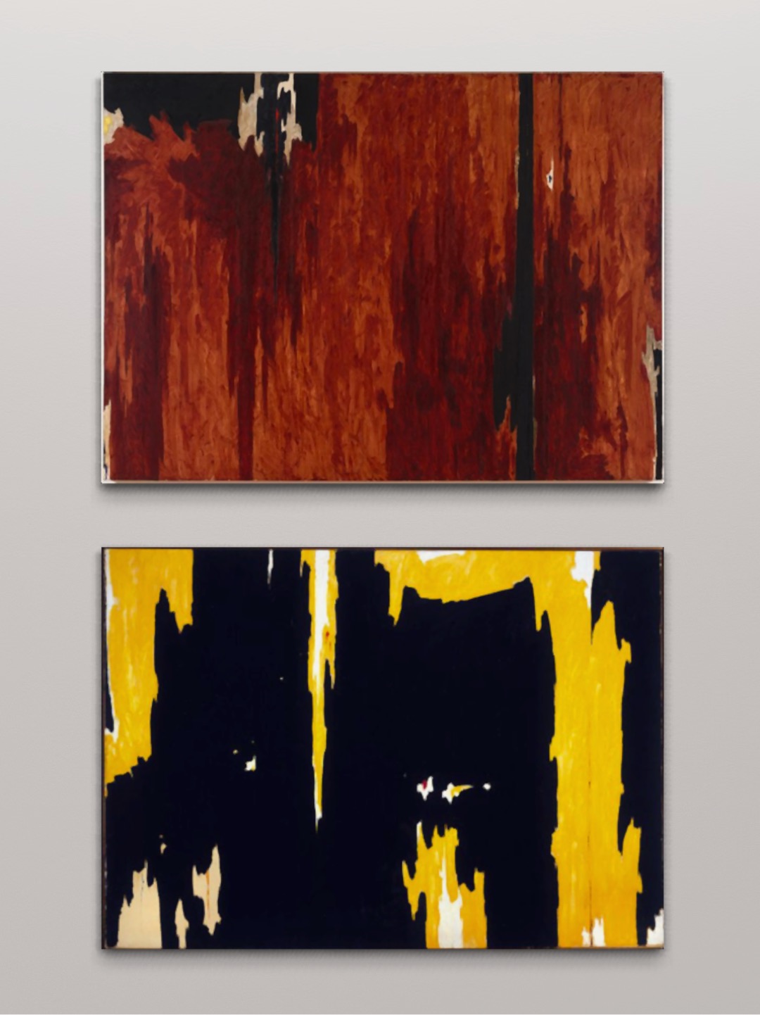 Clyfford Still, Untitled 1951 – 1952 (top) and 1957-D No. 1 (bottom)