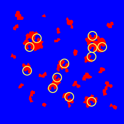 Yellow circles denote the areas which the could end up being either an inlet or bay.