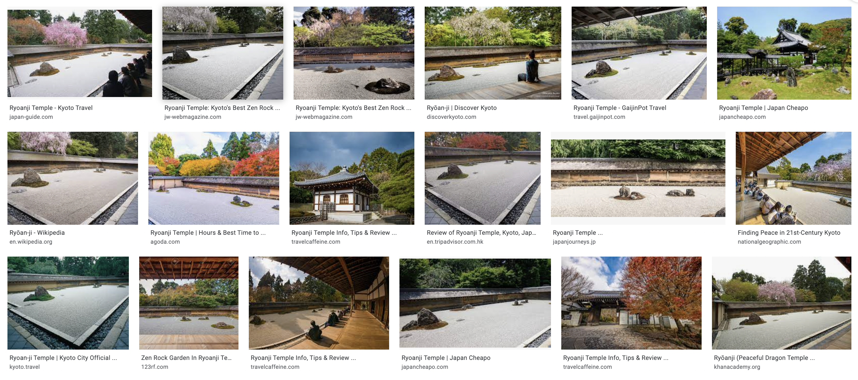 Figure 1. Google Search of "Ryoanji Temple"