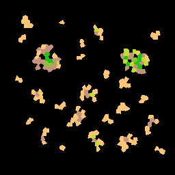 Land biomes with greenery are found on large-sized islands.