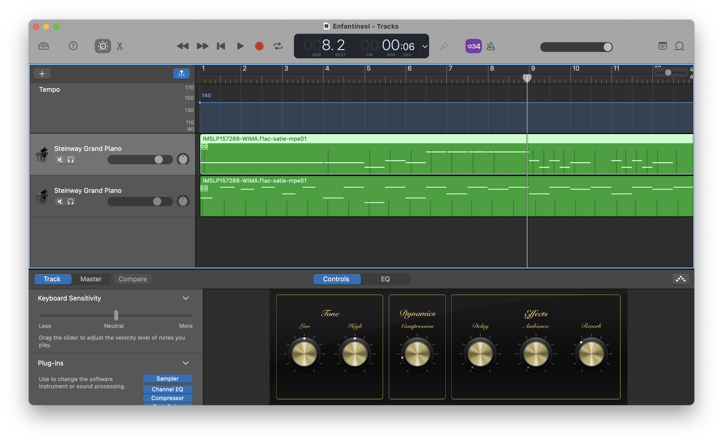 Enfantines music track in GarageBand