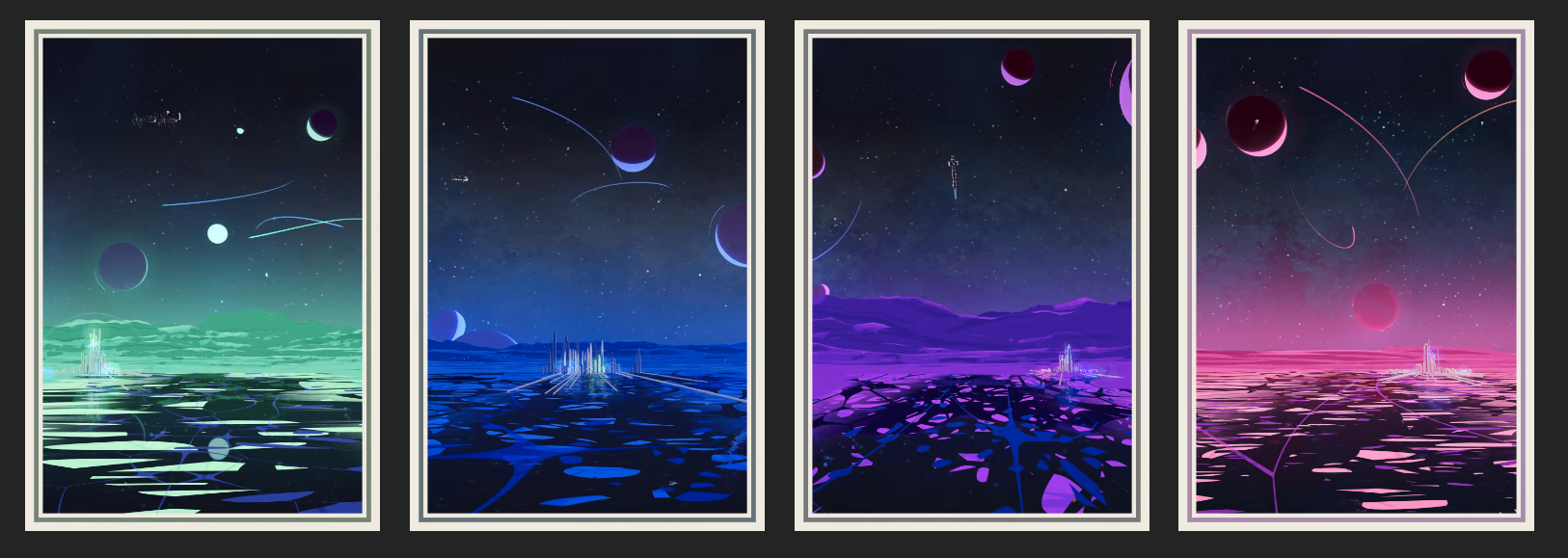 Visa to the stars #507, #510, #442 & #444 by Christophe "Ulu" Choffel