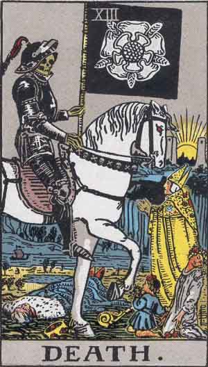 Scorpio corresponds to the Death card of the Tarot. The Rider-Waite version of this card speaks about transformation, change, and endings rather than literal death.