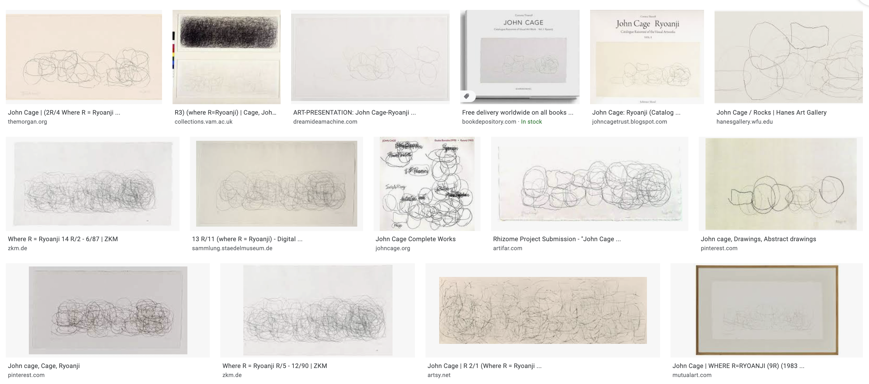 Figure 2. Google Search "John Cage Ryoanji Drawings"