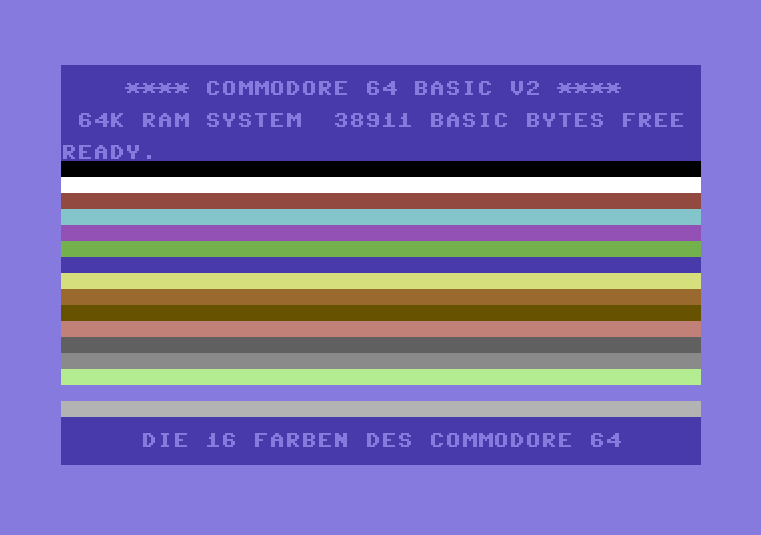 The original Commodore 64 color color palette