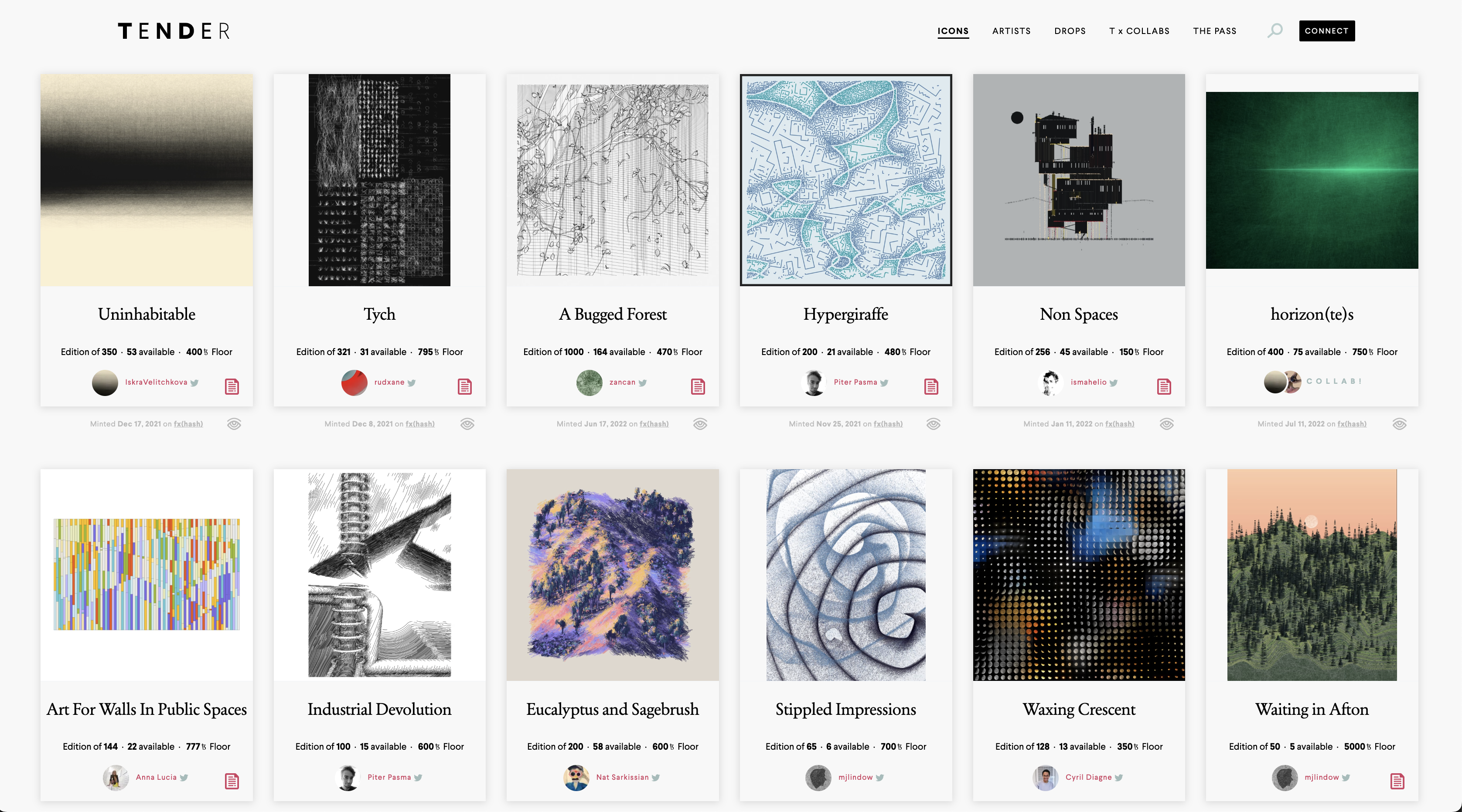 Tender: a curated space for long-form generative art