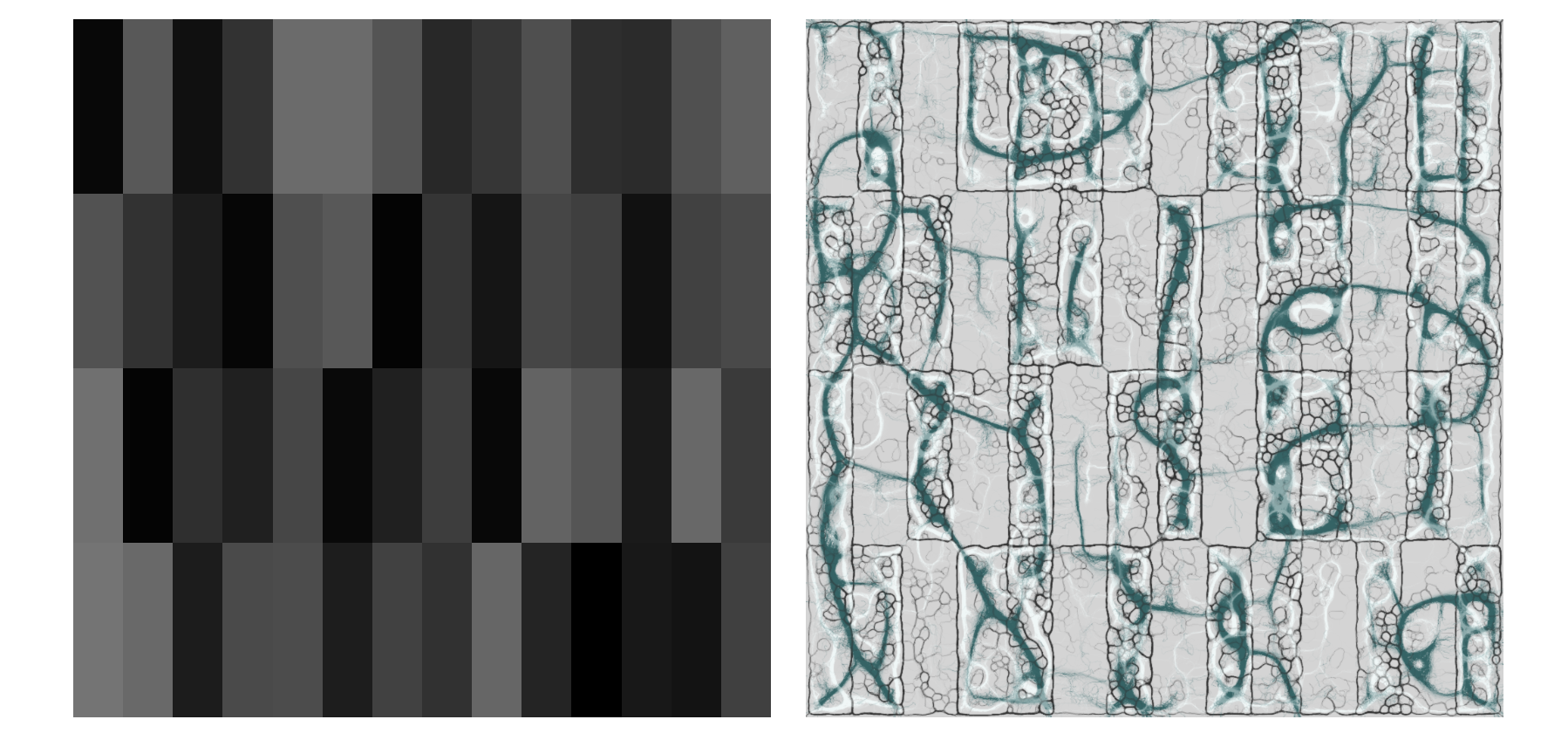 A "grid" landscape, and the eventual output.