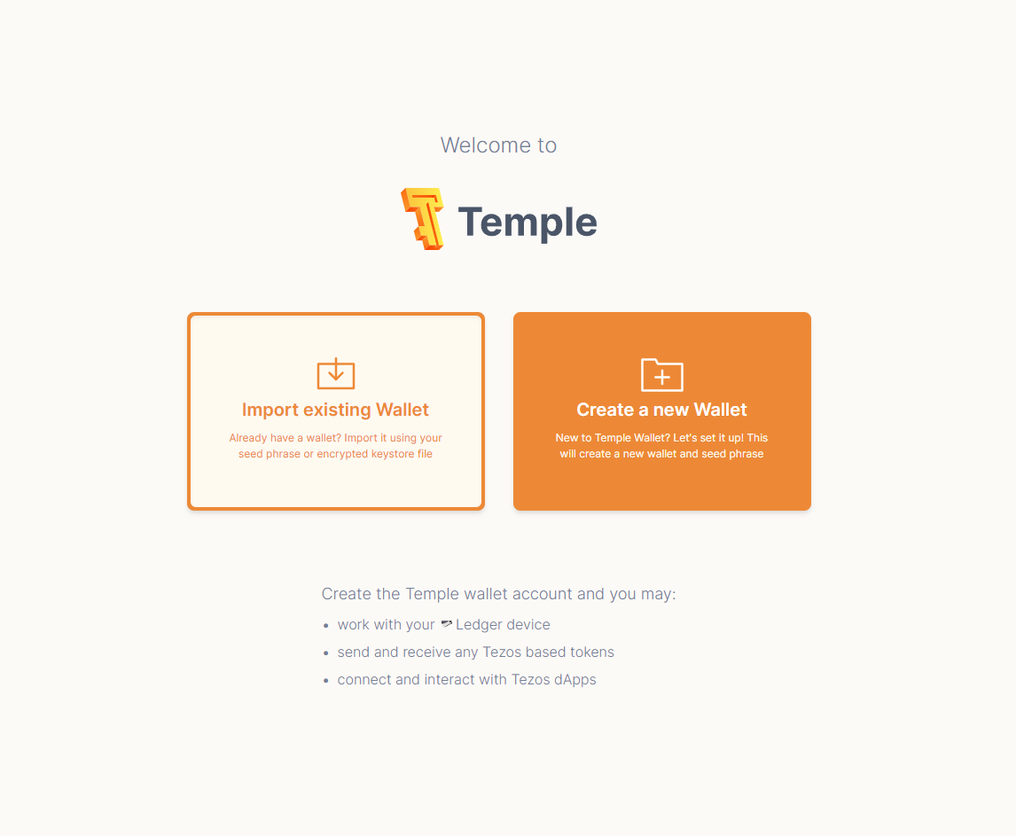 Create your own wallet with Temple