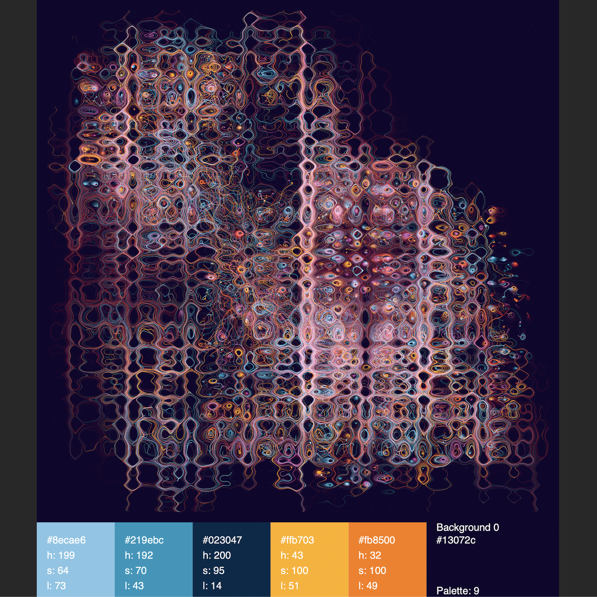 Because "Absorbed" composites multiple times per frame, using BLEND and DIFFERENCE and LIGHTEST, color palettes aren't WYSIWYG.