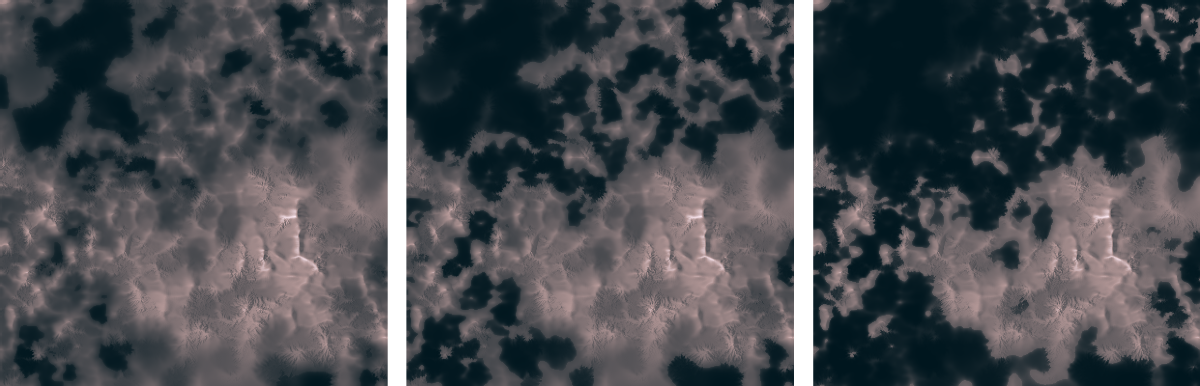 The above images show hypothetical scenarios of the same terrain formation with different sea levels.