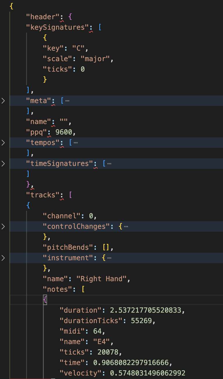 Enfantines music track in JSON format