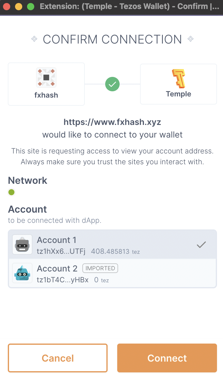 The wallet will trigger a request for you to confirm. Usually you want to be careful if you sync to unknown dapps. Also make sure to select the correct address that you want to sync with.