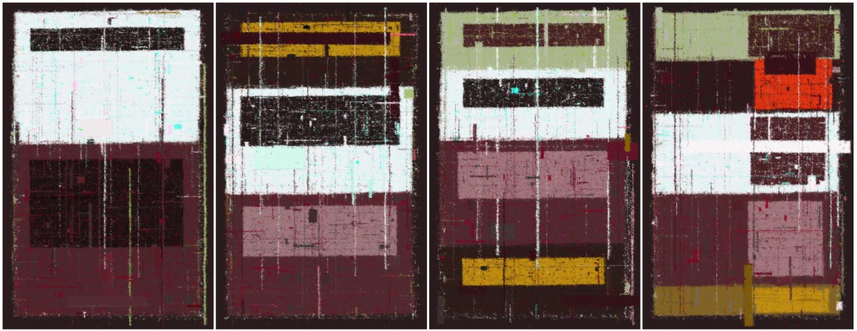 Artwork with two, three, four and five subdivisions (from left, Palette "Turn of the Century")