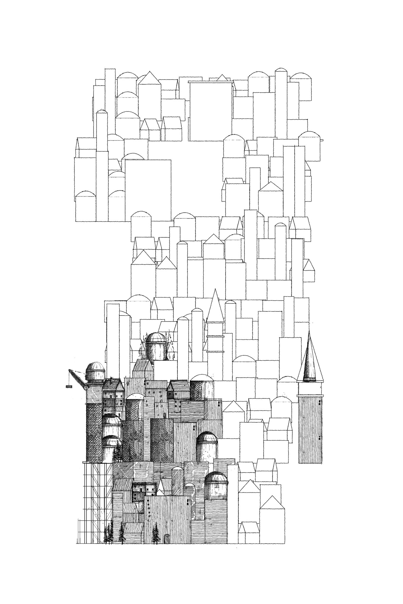 Manual hatching over a printed generative layout