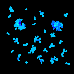 Darker blue regions represent regions with the best drainage while light-blue regions represent high water retention. 