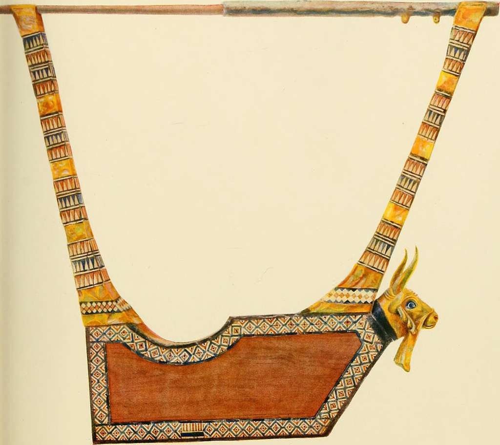 An image of a Sumerian Lyre excavated from the archeological site for the ancient city Ur. Public Domain via Wikimedia Commons.